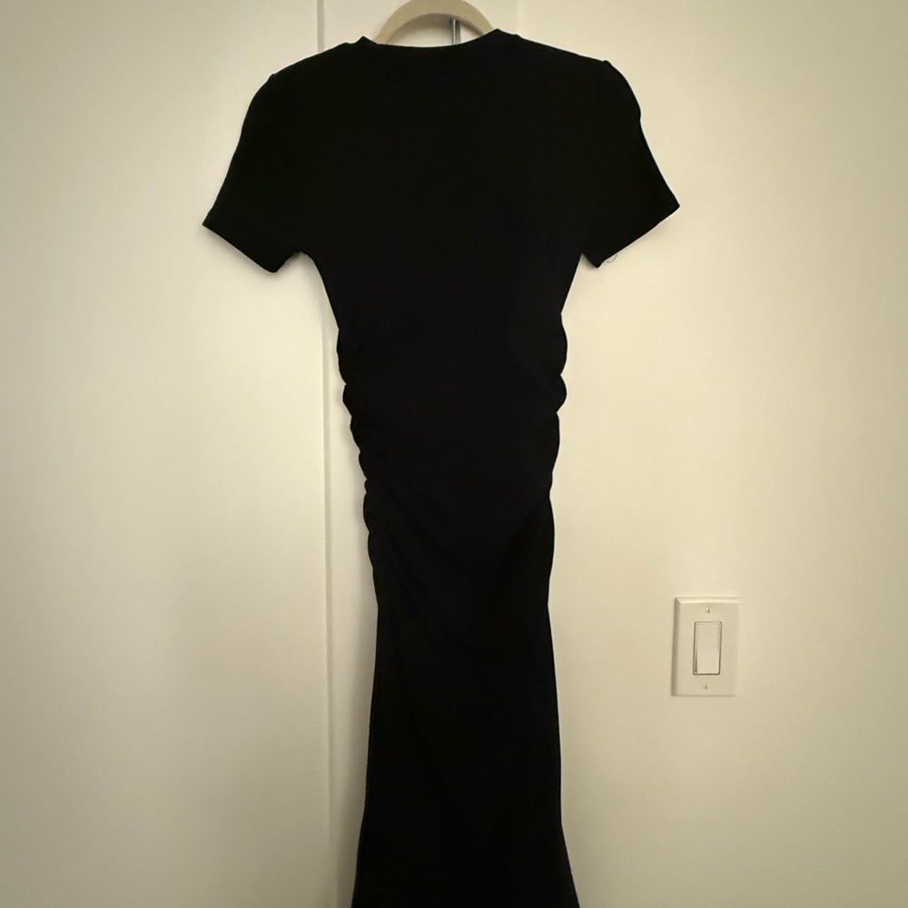 Zara Black Maxi Bodycon Dress Crew Neck